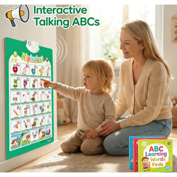 Kids Electronic Alphabet Talking Wall Chart | ABC 123s & Music Interactive Poster | Educational Learning Toy for Kids, Perfect Gift for A_ge 1-5 B_oys and G_irls