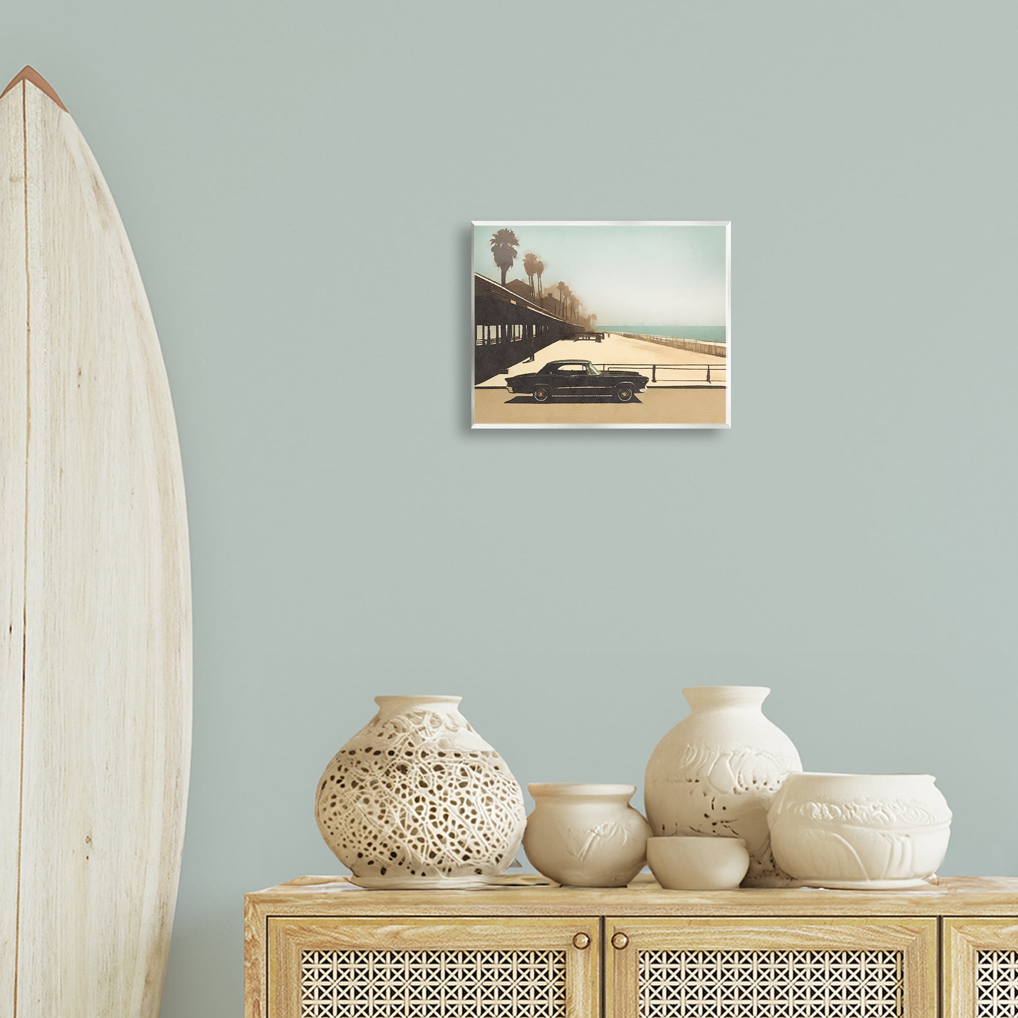 Stupell Industries Under The Pier Classic Car Landscape & Nature Painting Unframed Art Print Wall Art, 14 x 11