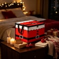 thumbnail image 4 of Yardvibe Christmas Santa Storage Box, 9.84"x13.78"x9.84" Red Christmas Storage Bin with Lid and Carrying Handle, Foldable Organizer with Lid for Clothes Blankets and Holiday Indoor Storage, 4 of 6