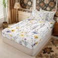 thumbnail image 3 of Manfei Cottagecore Blossom Zipper Queen Comforter Set with Fitted Sheet and 2 Pillowcases,Vintage Flowers Leaves Zipper Bedding Set,Reversible, 3 of 7