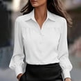 thumbnail image 4 of Naotn Women's Chiffon Tops Trendy Casual Solid Button Down Collar Front Pleated Long Sleeve Dressy Blouses Office Work Shirts, 4 of 8