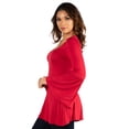 thumbnail image 2 of 24/7 Comfort Apparel Women's Long Bell Sleeve Flared Tunic Top, 2 of 4