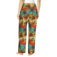 thumbnail image 3 of Xecao Colorful Hawaii Palms Women's Straight Lounge Pajama Pants: The Epitome of Relaxed Sleepwear, 3 of 9