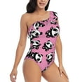 thumbnail image 3 of Pofeuu Cute Panda Print Women's One Piece Swimsuits One Shoulder Swimwear Asymmetric Ruffle Monokinis Bathing Suits-Medium, 3 of 6