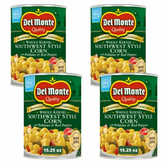 Del Monte Southwest Whole Kernel Corn, 15.25 oz Can(4 Pack)