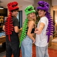 thumbnail image 6 of Adult Dino Skeleton Hooded Mask Dinosaur Skull Headwear Costume Hat, Plush Unisex Prehistoric Animal Headpiece for Halloween Party and Funny Dress Up Fun,Purple 1PC, 6 of 8