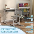 thumbnail image 3 of Qaba Height Adjustable Study Table and Chair Set, Grey MDF & Steel Desk with 45° Tiltable Top, Drawer, Pen Slots & Hook, Ergonomic Workspace for Bedroom or Home Office, 3 of 7