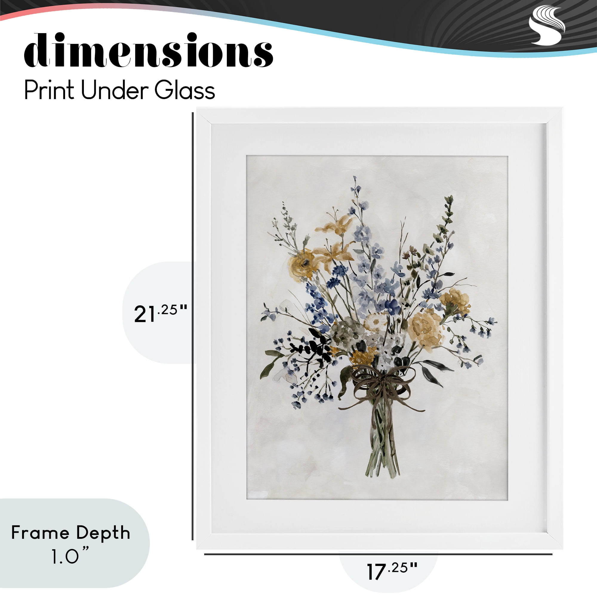 Stupell Industries Delicate Botanicals Bushel White Framed Print Under Glass, design by Carol Robinson