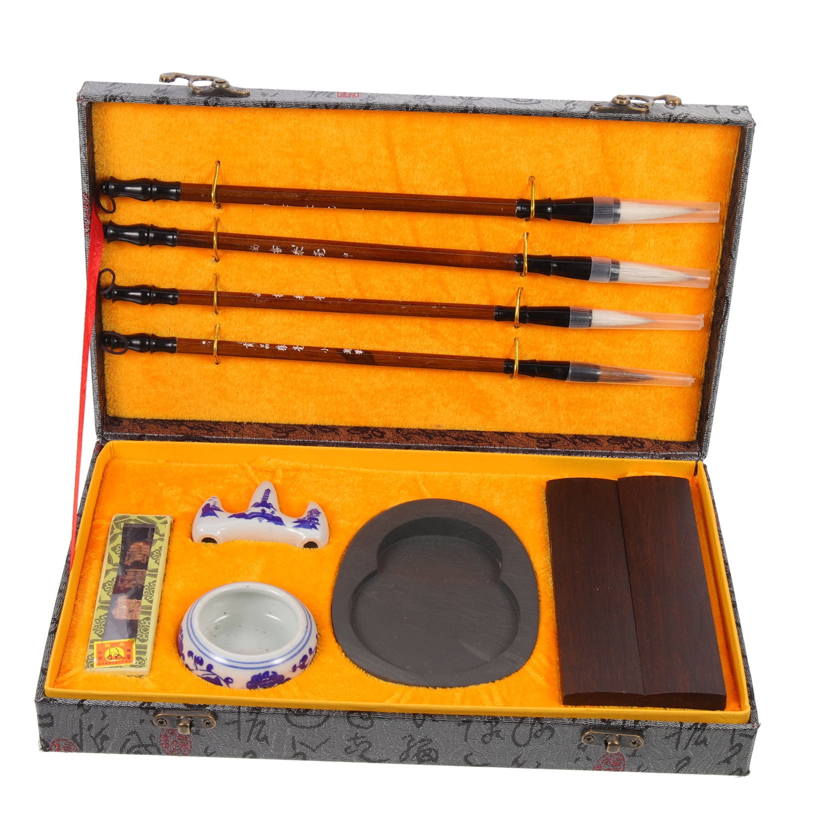 IDEANATEGRATE 1Set Traditional Chinese Design Calligraphy Set for Beginners Lovers of Calligraphy Assorted Color 26.5X0.8Cm