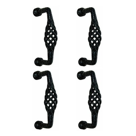 6 Black Wrought Iron Drawer Handle Cabinet Pull Birdcage Design