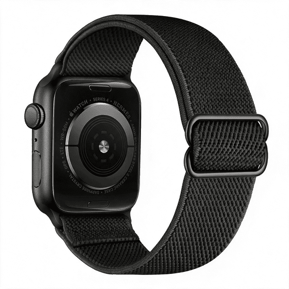 DESIGNICE Xl Stretch Solo Loop Band Compatible with Iwatch Series 11/10/9/8/7/6/5/4 Se Ultra 3/2/1 49Mm 46Mm 45Mm 44Mm,Adjustable Elastic Nylon Braided Sport Strap for Iwatch Women Men,Black