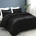 thumbnail image 3 of Whale Flotilla 3-Piece Reversible Silky Soft Twin Size Comforter Bedding Set, Luxurious Satin Comforters with 1 Satin Pillowcase, Lightweight Duvet for All Seasons, Black, 3 of 8