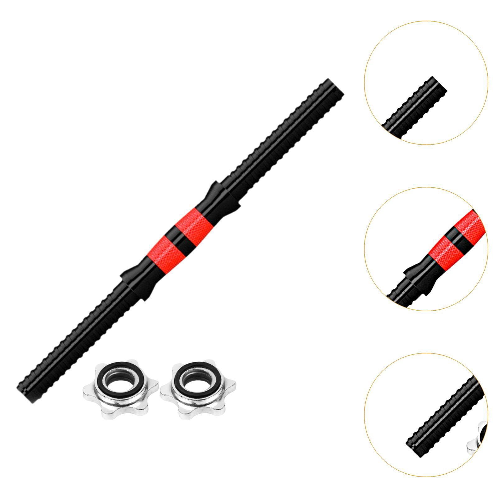 Baoblaze Barbell Bar Barbell Lifting AntiSlip Grip with Nuts for Training Gym Workout Total Length 47cm
