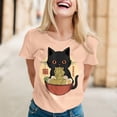 thumbnail image 2 of Womens Anime Cat Ramen Graphic T-Shirts Japanese Funny Graphic Short Sleeve Tees Kawaii Cat Anime Gifts Tops, 2 of 5