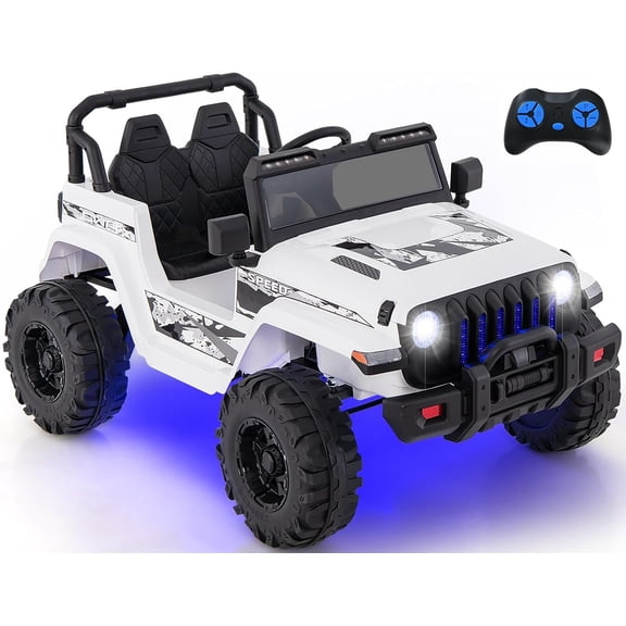 OLAKIDS Kids Ride on Car Truck with 2.4G Remote Control, 12V Battery Powered Electric Cars for Kids w/3 Speeds, Battery Display, LED Lights, Safety Belt, Music & Horn, Bluetooth/FM/USB