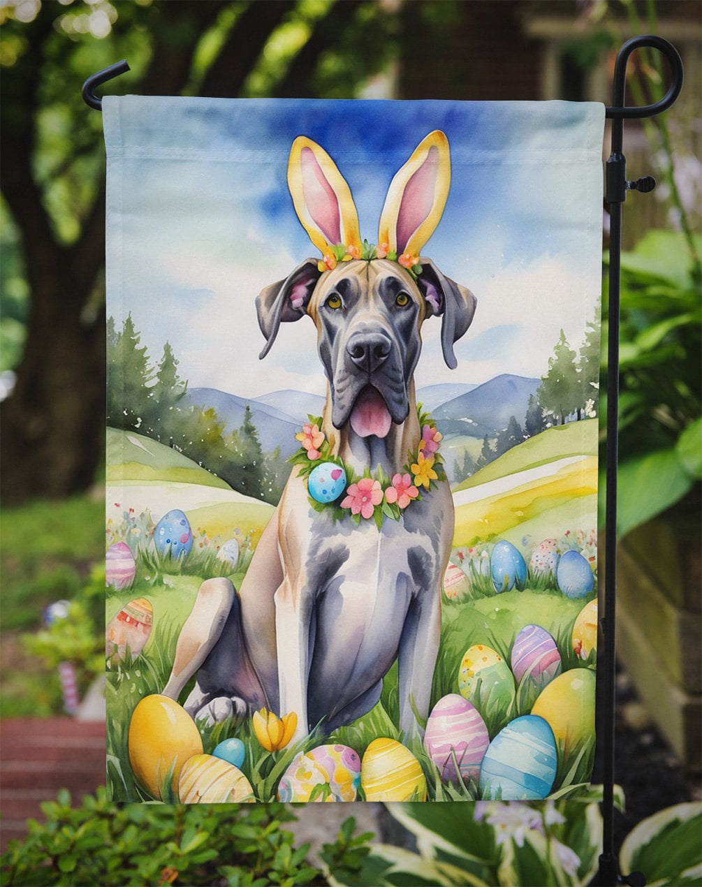 Great Dane Easter Egg Hunt Garden Flag 11.25 in x 15.5 in
