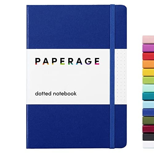 Cuaderno PAPERAGE Puntos Azul Marino 160 Páginas Mediano 5.7x8 Pulgadas Tapa Dura Papel Grueso 100 gsm