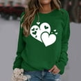 thumbnail image 1 of Fartey Chandail en Molleton Graphique Cœur d'Amour pour Femmes Doux Confortable à Manches Longues Pulls Décontractés Col Rond Tops de Vacances Mode Chandails en Molleton de la Saint-Valentin en Solde Vert, 1 of 4