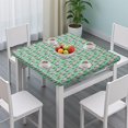 thumbnail image 3 of Light Blue Christmas Santa and Tree Pattern Square Fitted Tablecloth with Elastic Edge,Square Table Cover,Washable Elastic Table Cover for Home Kitchen Party Decor 36"x36", 3 of 6