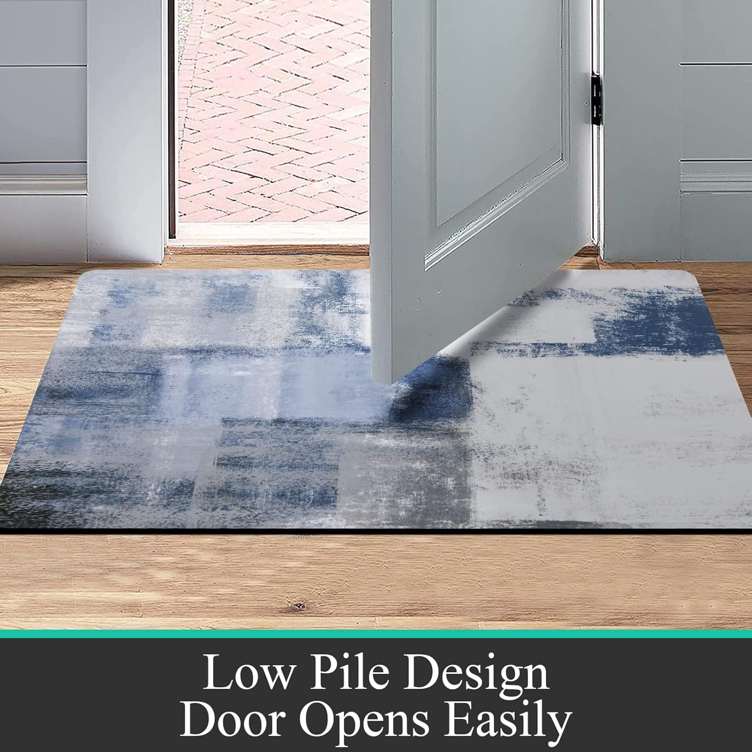 Kitchen Rug Sets 3 Piece with Runner Farmhouse Kitchen Rugs and Mats Non Skid Washable Cushioned Kitchen Area Rug Floor Mat Waterproof Runner Rugs for Hallway Kitchen Laundry Room, Blue