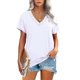 thumbnail image 1 of Fiudx Camisetas para Mujer Camiseta de Manga Corta Holgada con Cuello En V Liso Informal a La Moda para Mujer, 1 of 7