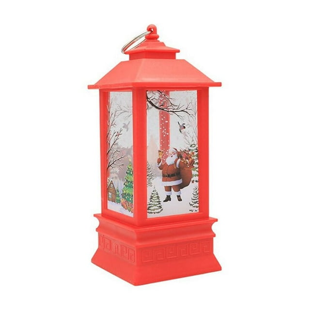 Xingzhi Christmas Lantern Vintage Outdoor Candle Light Tabletop Hanging LED Lamp Decoration, Santa Claus Style, Red