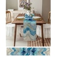 thumbnail image 6 of Hokiten Table Runners 36 Inches Long Dress Scarves, Blue Coastal Farmhouse Kitchen/Dining Table Runner, Short Coffee Tablerunners, Summer Beach Nautical Abstract Art 13x36 Inch, 6 of 7