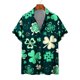 thumbnail image 5 of Camisas de playa hawaianas nuevas de verano para hombres y mujeres, camisa para parejas, camisa de manga corta con solapa y estampado 3D de trébol de cuatro hojas, camisas florales, tops, 5 of 5
