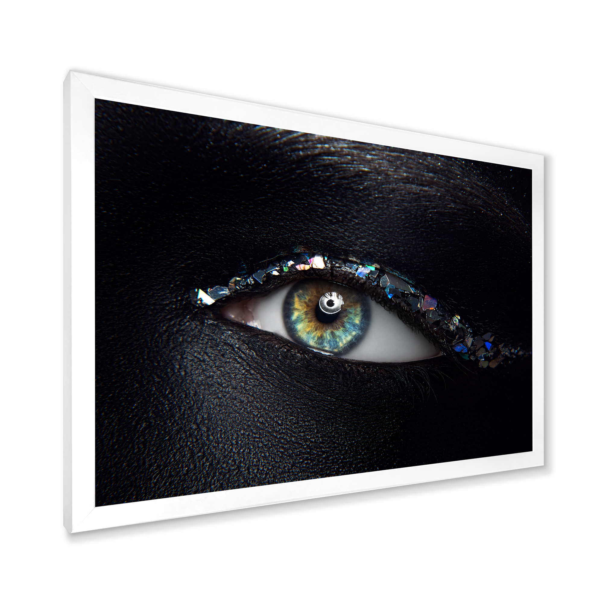 Designart 'Girl Eyes With Multi-Colored Glass Sparkles' Modern Framed Art Print
