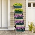 thumbnail image 4 of Outdoor 5-Tier Planter Rack with Drainage Holes and Removable Tray Brick Green Metal, 4 of 6
