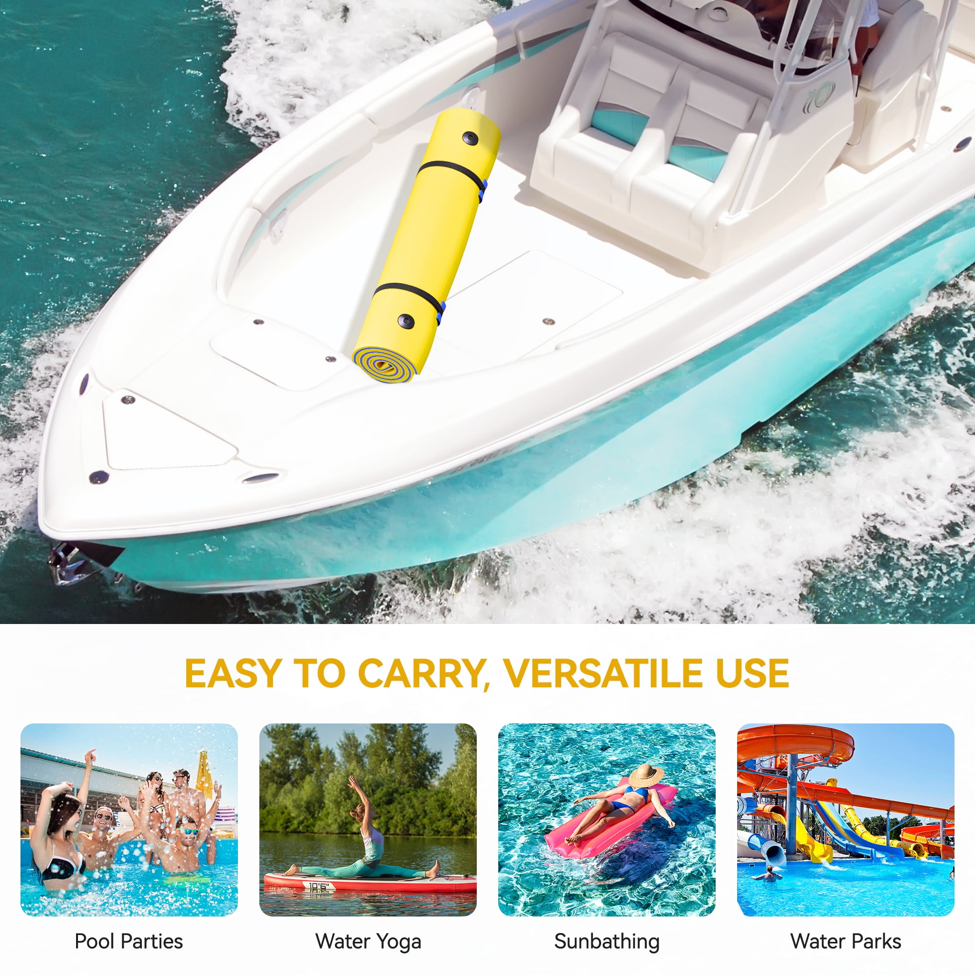 Uforic 9' X 6' Inflatable Rafts Water Mat - Floating Island Lily Pad for Pools, Lakes, Beach - Fun for Kids and Adults, XPE Foam Construction