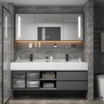 thumbnail image 2 of Luxury Bathroom Mirror Cabinet Double Basin Slate Integrated Ceramic Washbasin Bathroom Vanity Sink Cabinet Bathroom Furniture My Lux Decor Round, 2 of 14