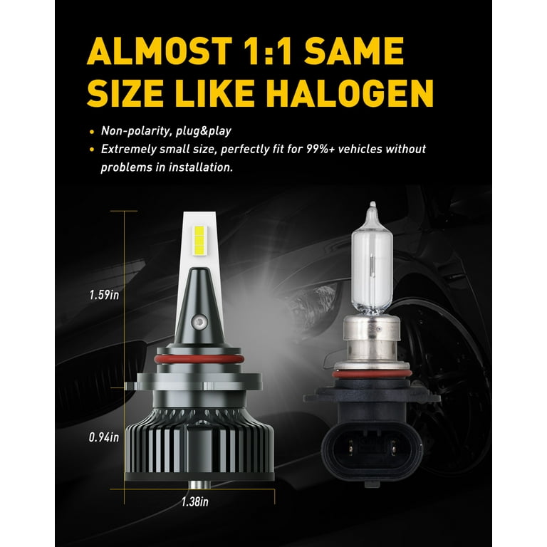 AUXITO 9012/HIR2 LED Headlight Bulbs Mini Size 80W 16,000LM Per