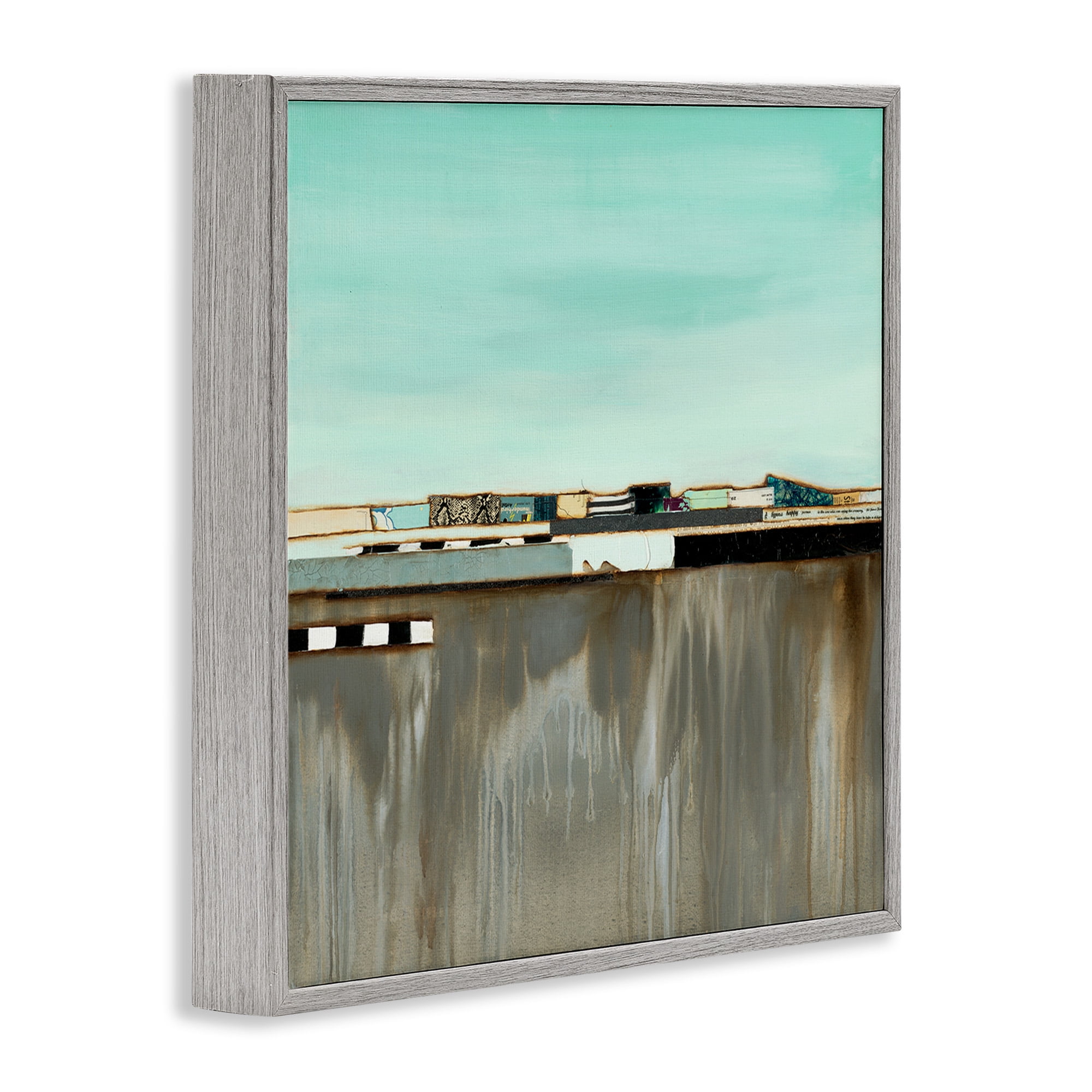 Stupell Industries Unique Urban Landscape Collage Abstract Painting Gray Framed Art Print Wall Art, 12 x 12