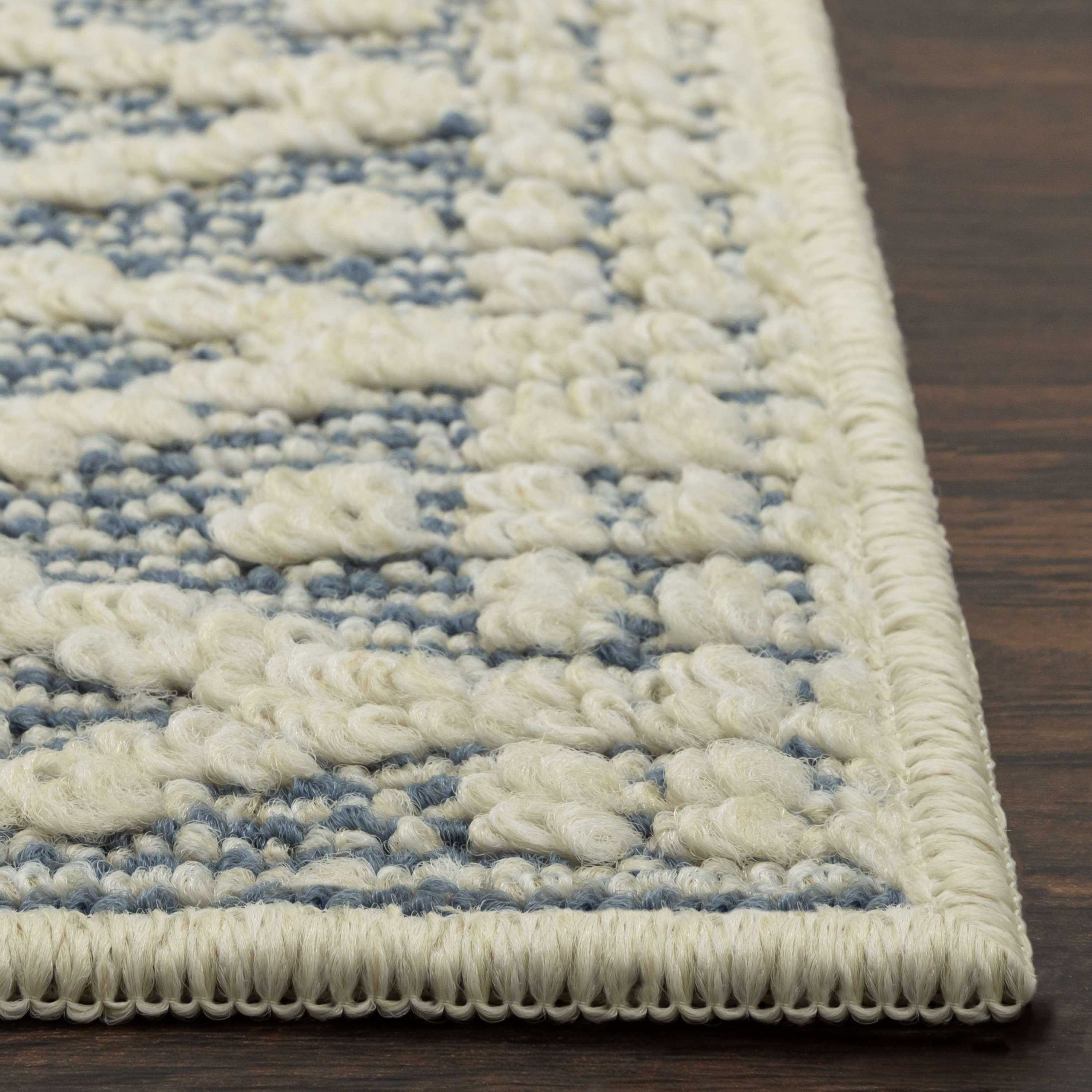 Mainstays Traditional Blue Diamond High-Low Pile Indoor Area Rug, 7'x10'