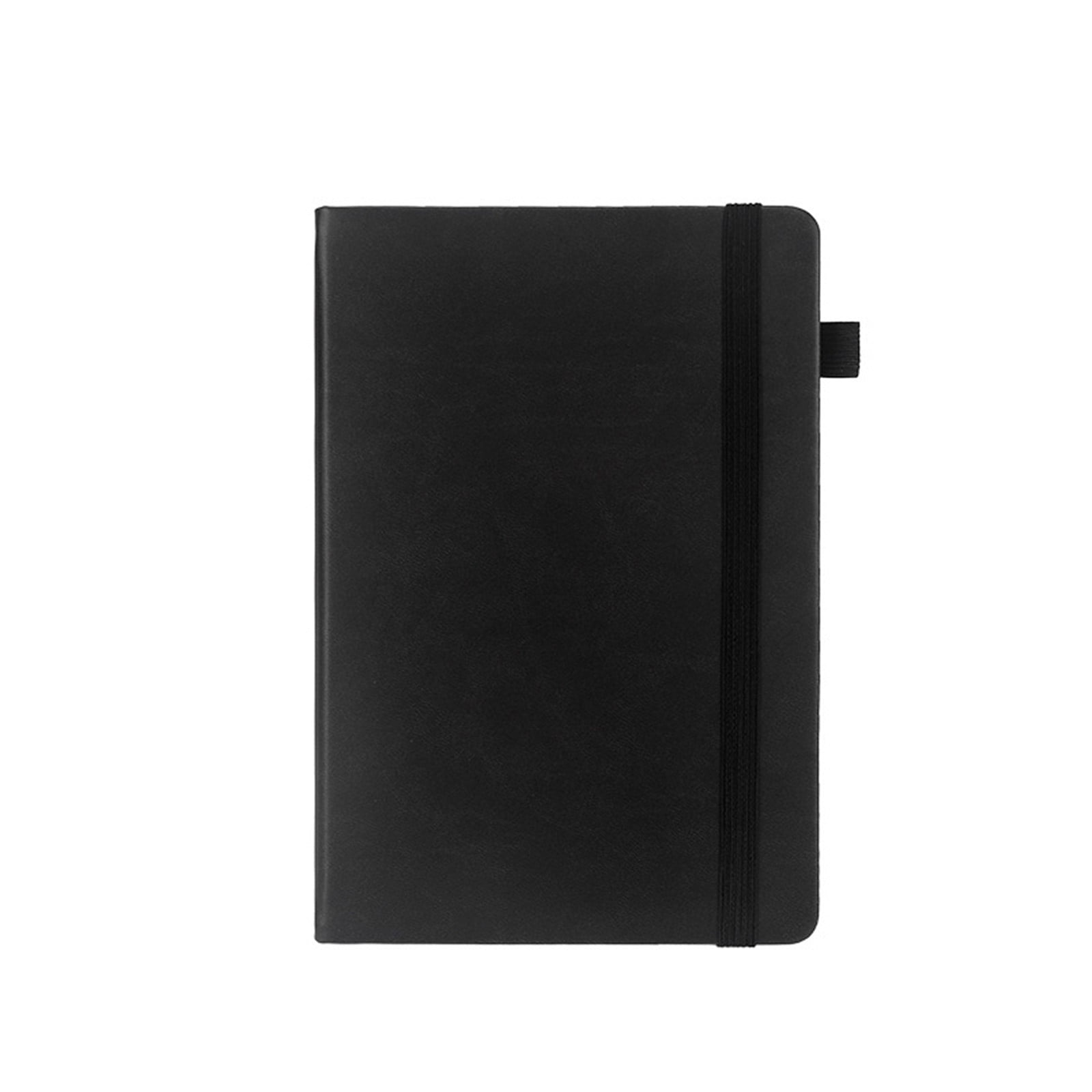 A5 Hardcover Notebook - 100gsm Thick Paper, 200 Pages, With Pen Holder, Elastic Closure, Ribbon Marker, Black Cover
