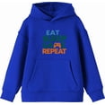 thumbnail image 4 of Eat, Sleep, Game, Repeat Youth Royal Blue Long Sleeve Hoodie-Small, 4 of 6