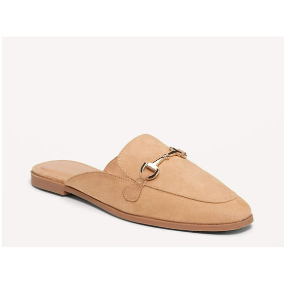 Old Navy Women’s Tan Suede Slip-On Flats with Metal Bit Detail, Size 7 - New