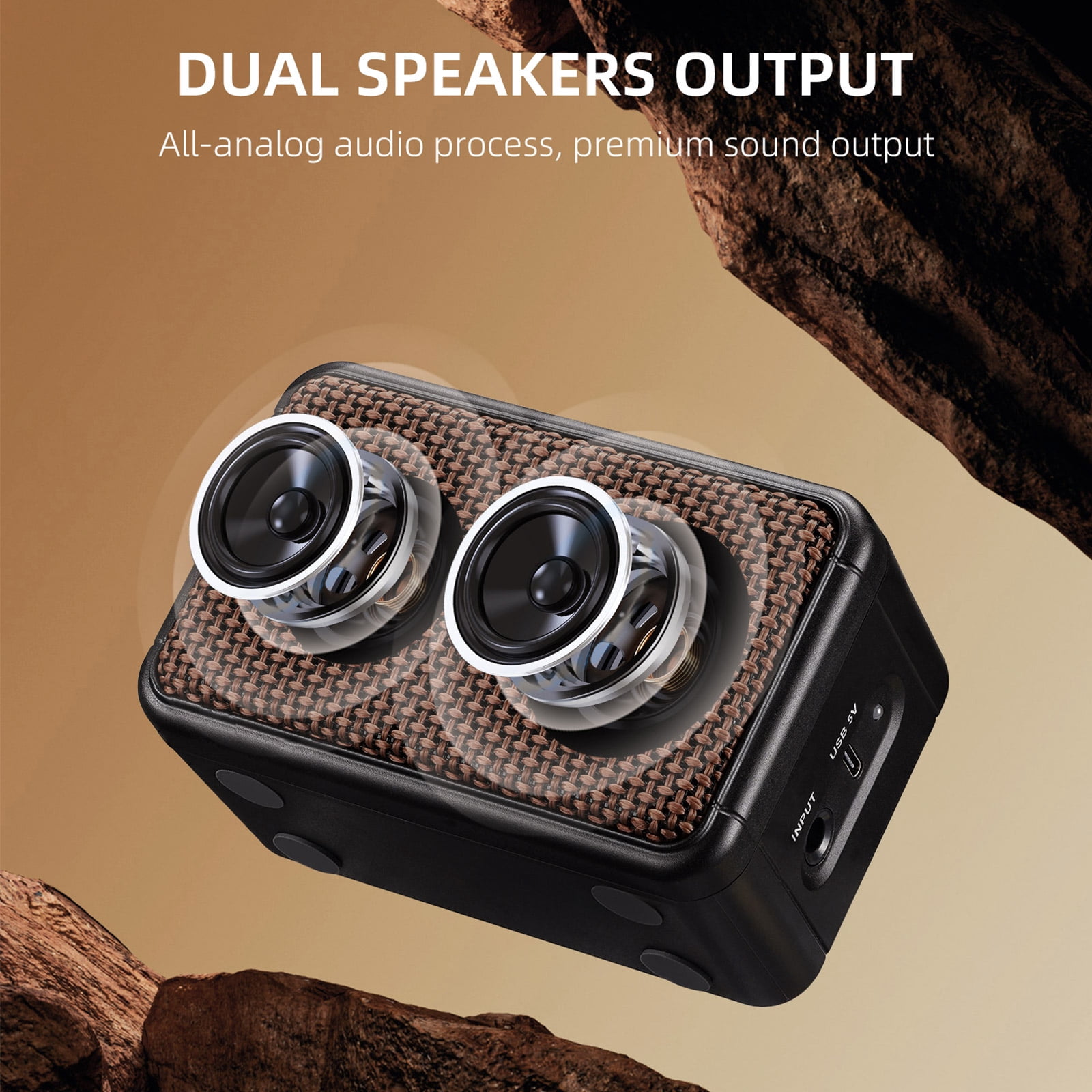LEKATO Mini Electric Guitar Amplifier Dual Speakers 5W Rechargeable Guitar Amp Bluetooth with Clean Overdrive Effects Retro Portable Small Guitar Amp for Practice