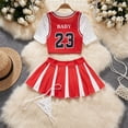 thumbnail image 2 of Traje de 2 piezas de fútbol y baloncesto para bebé, uniforme de animadora, Top corto, falda de Color, ropa deportiva, conjunto corto para mujer, 2 of 4