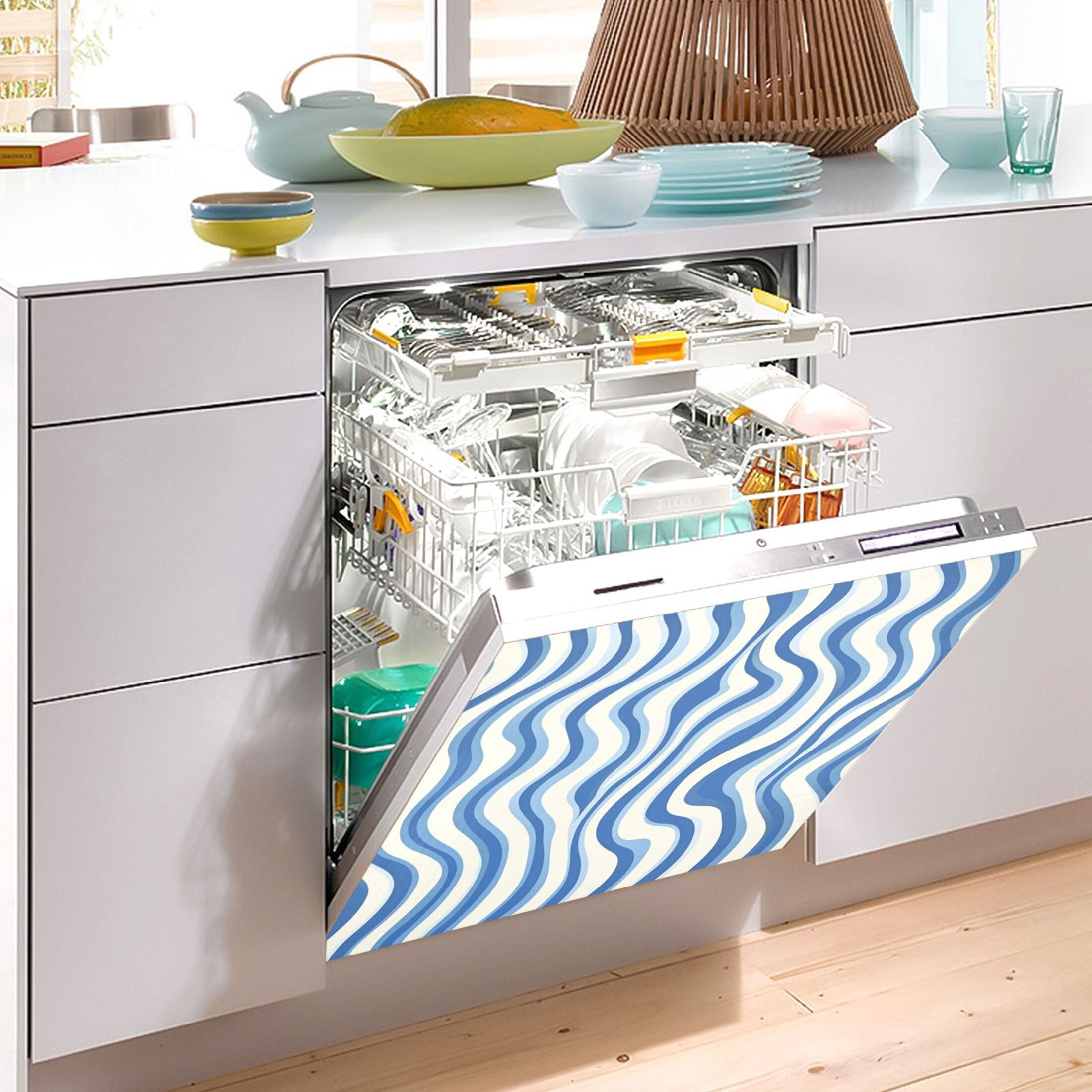 Dishwasher Magnetic Sticker 23x26 Inch Refrigerator Magnetic Sticker Washing Machine Magnetic Sticker Kitchen Panel Magnetic Sticker Home Decor Super Cute Blue Pattern