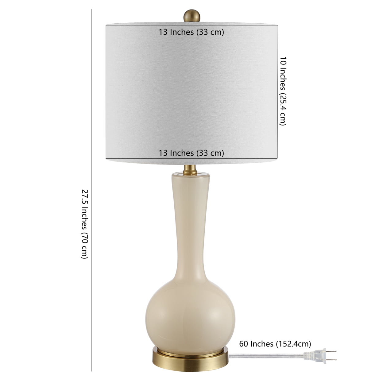 Safavieh Gaetna 15 in Contemporary Gold Table Lamps with Clear Glass White Transitional Shades