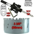 thumbnail image 3 of 3 3/8" Tungsten Carbide Hole Saw Kit Inc 86mm Carbide Hole Saw Sds Plus Hole Saw Arbor Hex Key Arbor Comes With Masonry Tct Pilot Drill For Concrete Wall Tile Brick Drywall Masonry Fiberglass Plaster, 3 of 6