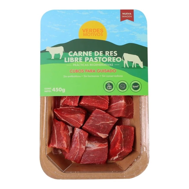 Cubos de res Verdes motivos congelados de libre pastoreo 450 g congelado