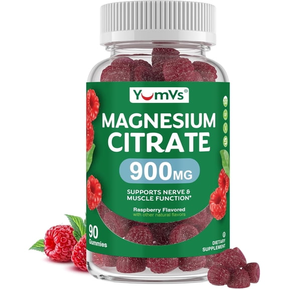 YUM-V's Magnesium Citrate Gummies Vegetarian Magnesium Supplement, 90 Count