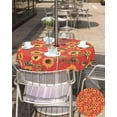 thumbnail image 5 of Outdoor Tablecloth with Umbrella Hole and Zipper 60R Summer Vintage Sunflowers Red Background Table Cover for Round Tables Waterproof Tabletop Collection for Patio Garden Picnic Camping, 5 of 6