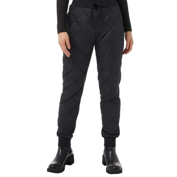 32 Degrees Women's Super Soft Stretch Comfort Pants Insulated Front Quilted Joggers-Black / L