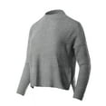 thumbnail image 2 of A2Y Women's Relaxed fit Mock Neck Mossy Fluffy Knit High Low Sweater Heather Grey S, 2 of 5