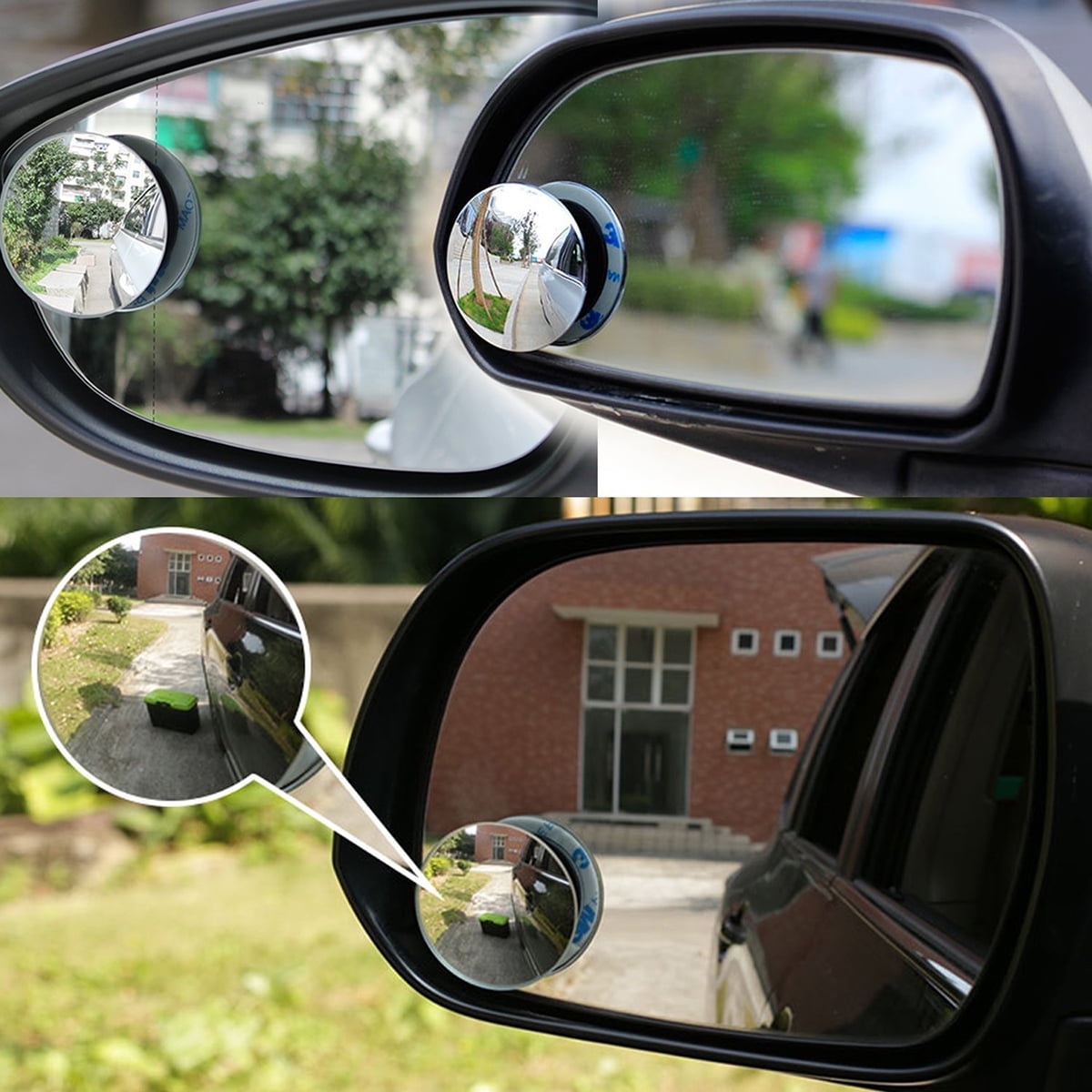 2Pcs 360° Round Blind Spot Mirror HD Glass Frameless Convex Rear View Stick On