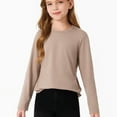thumbnail image 6 of Otqutp 5-14 Years Girls Long Sleeve T Shirts Kids Fall Fashion Tops Crewneck Basic Tees Girls Shirts Cotton T-Shirts Loose Tunic Tops (a-Khaki,13-14 Years), 6 of 6